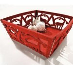 <font color=red><b>CESTINO RENNE</b></font> di colore rosso, interamente realizzato in feltro ed imp