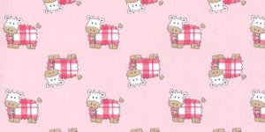 mucchette su base rosa cm.150 stampato 100% CT