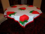 <font color=red><b>COPRICIELO</b></font>, fantasia, con orlo rifinito con tombolo pizzo<br>Misure: c