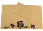 <font color=red><b>Lenzuolo singolo c/federa</b></font>, in cotone, beige con fantasia di conchiglie